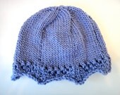 Baby Girl Beanie Knit Hat Purple Lace
