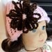 American Girl Doll Hat Pink and Brown Flower