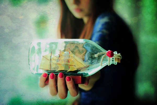Ship in a bottle photograph, 20x30cm print, 8x12 print, surreal, dreamy, ethereal - dianadebord