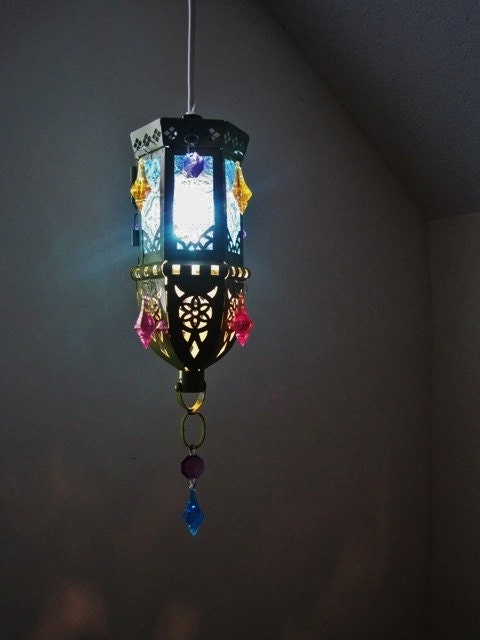 Moroccan Style Mini Gypsy Mutli-Colored Electric Lantern MADE TO ORDER