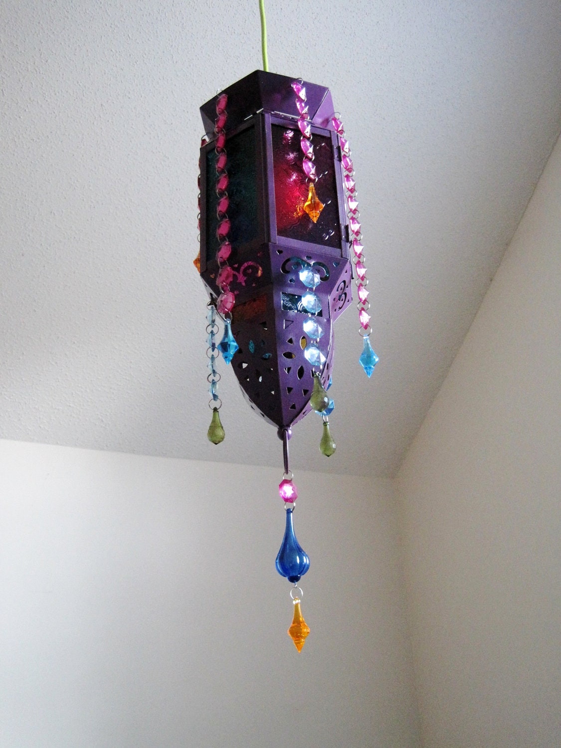 Moroccan Style Gypsy Mutli-Colored Electric Lantern MADE TO ORDER