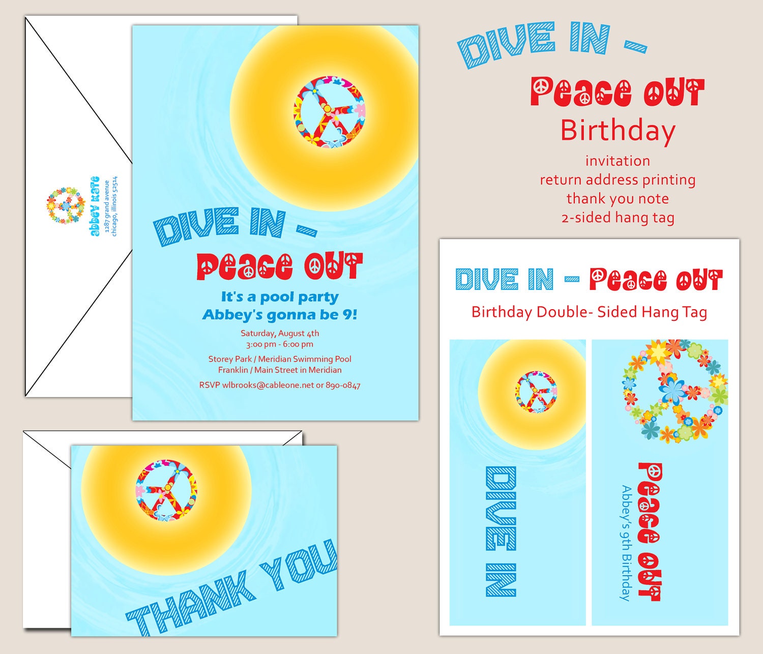 Pool Birthday Party - Dive In Peace Out Il_170x135