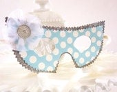 Pastel Aqua White and Silver Polka Dot Masquerade Mask Shabby Chic Costume