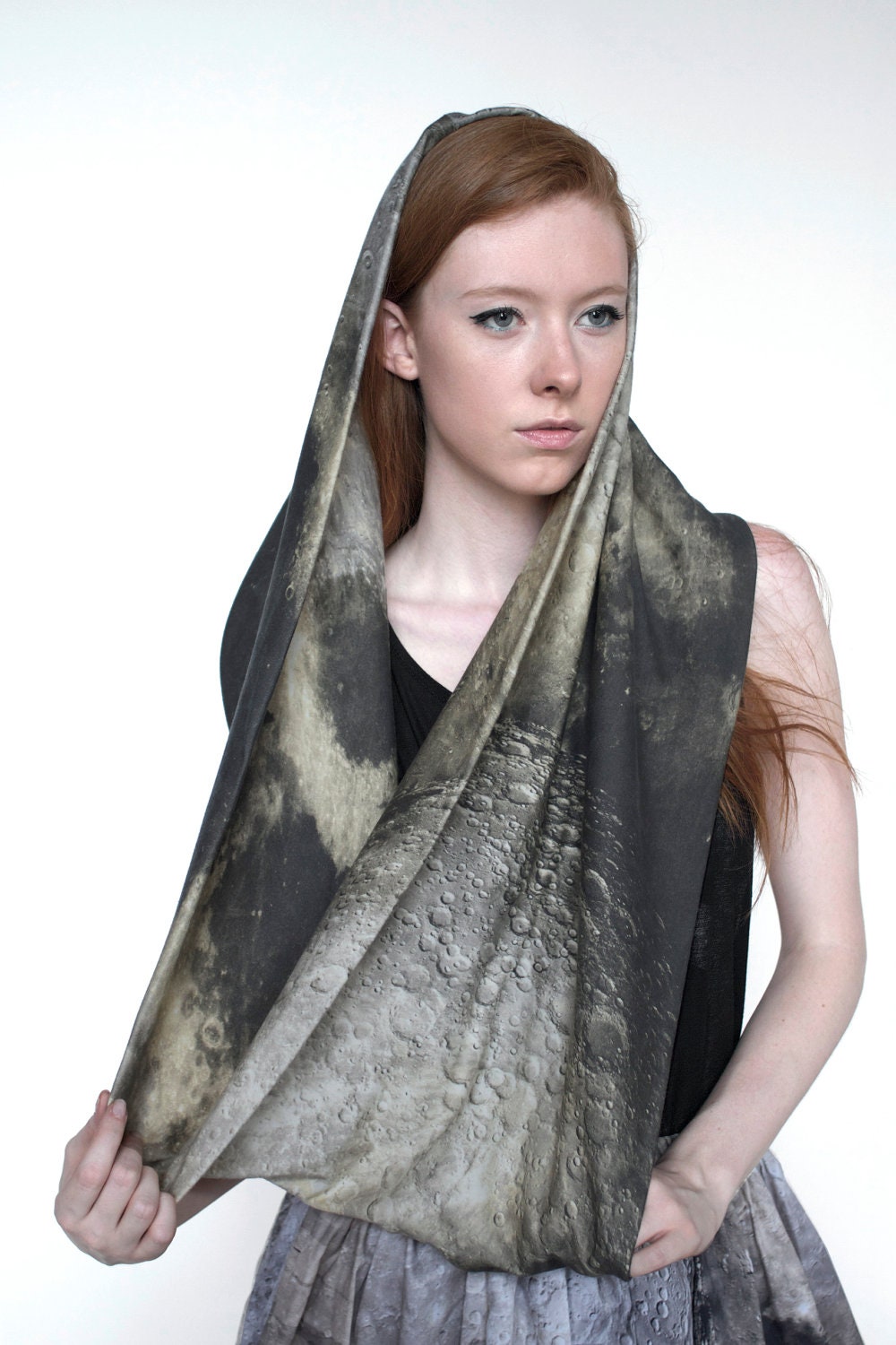 SALE Moon Circle Scarf, Infinity Scarf, Soft Organic Cotton
