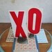 vintage letters X O, vintage sign letters, red white letters, plastic sign letters, hugs and kisses banner, love banner,