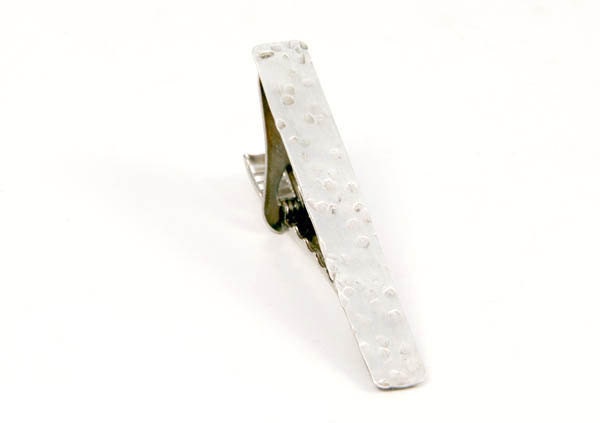 Sterling Silver Tie Clip  Hammered Metal Bar - Necktie Accessories Jewelry Men Birthday Wedding Gift for Him Man Under 25