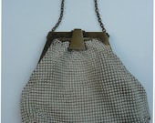 Vintage Ivory Mesh Purse Art Deco Edwardian Gold