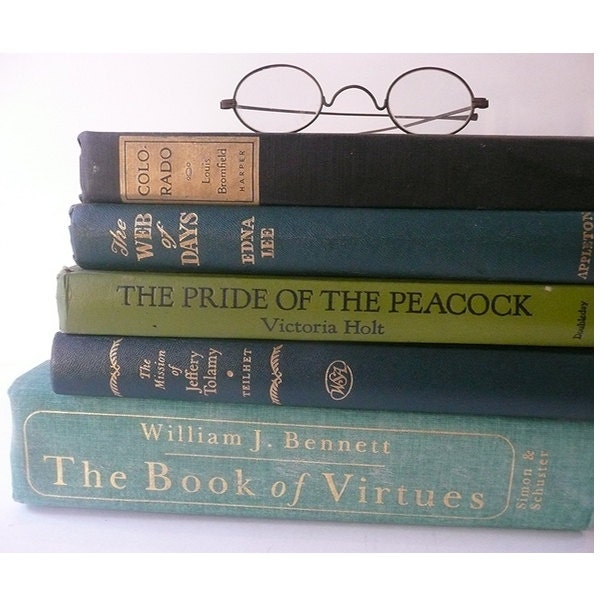 Vintage Green Five Books Photography Decorating Wedding Library Cottage