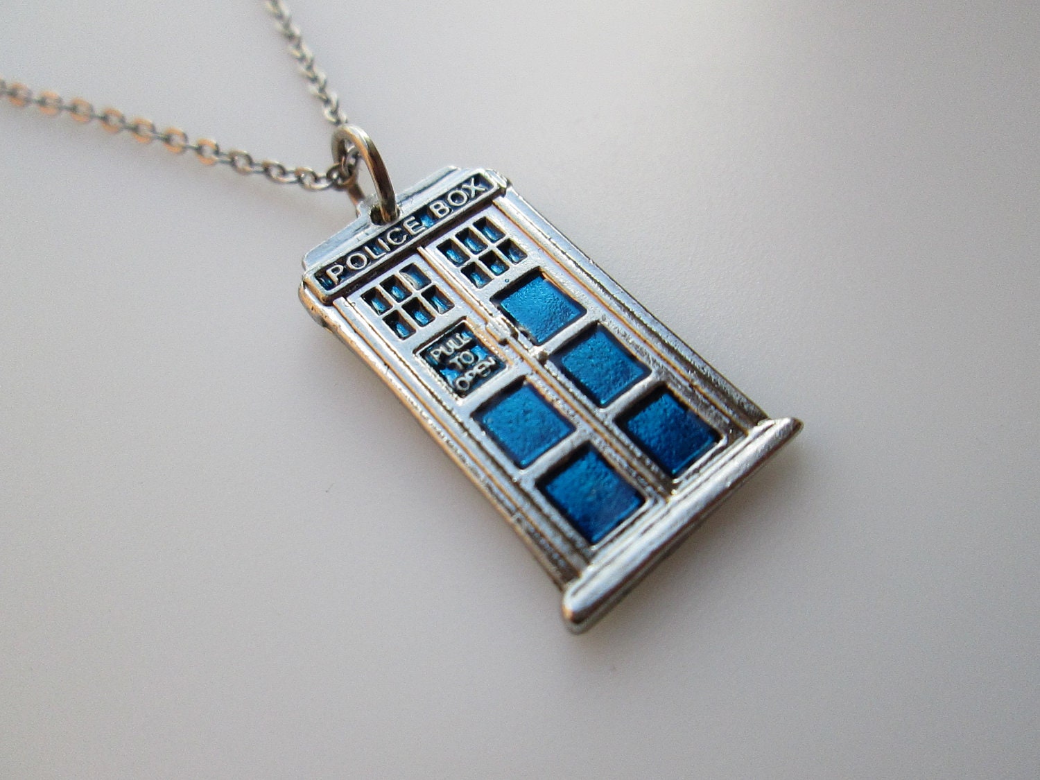MINI Blue Police Box Necklace.