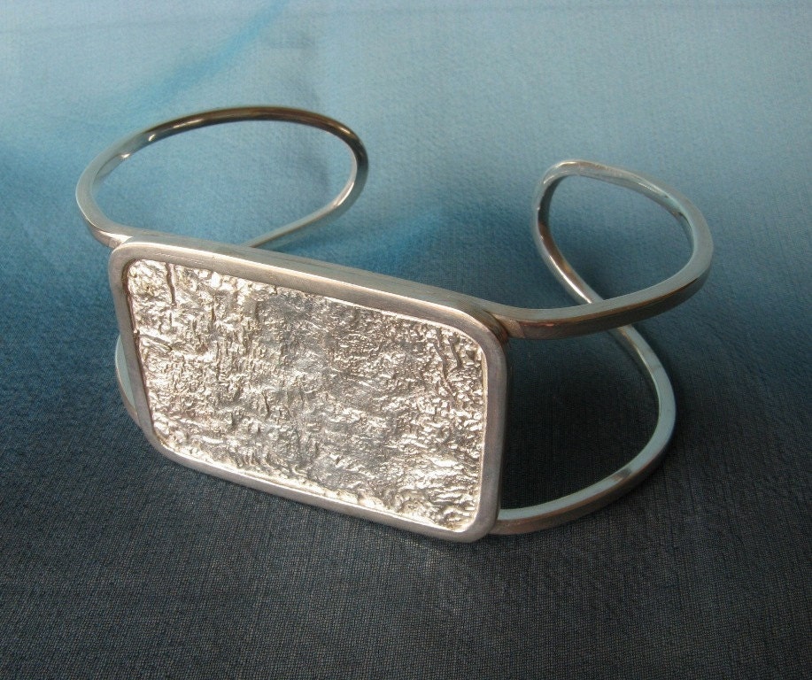 Reticulated silver wire cuff bracelet minimalist OOAK