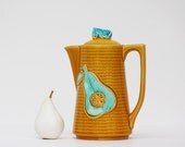 Vintage Pitcher with Aqua Pear Motif