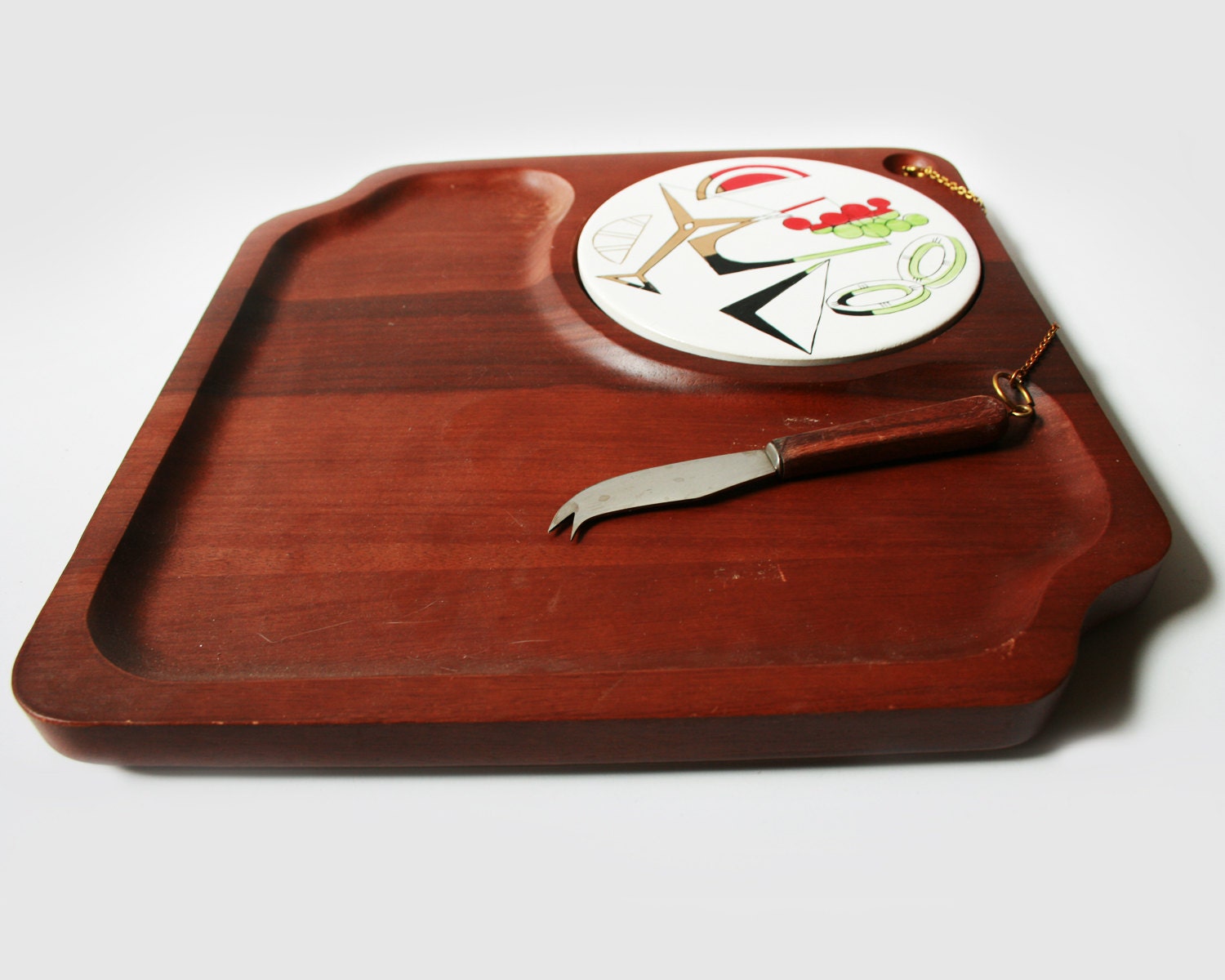 60s Eames Cutting Board And Serving Plate with Knife // Made in Japan