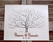 Medium Fingerprint Pohutakawa Tree Wedding Guest book, Hand Drawn in ink, includes 2 ink pads and pen