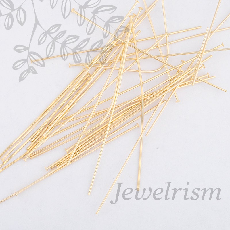 BA100-MG // Matte Gold Plated Headpin, 24gauge x 50mm, 100 Pc