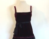 Red Wine & Lace Velvet Dress - Size 6 to 12