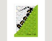 I Think I Can, 5x7 digital print, inspirational, train, children's art, nursery art, green and black