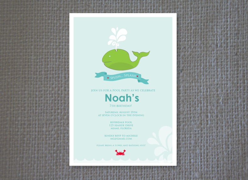 Invitation - Whale - PRINTABLE
