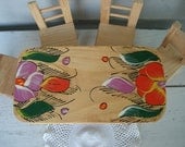 Vintage Wood Miniature Oblong Handmade Table and Chairs Display Mexico Doll Furniture