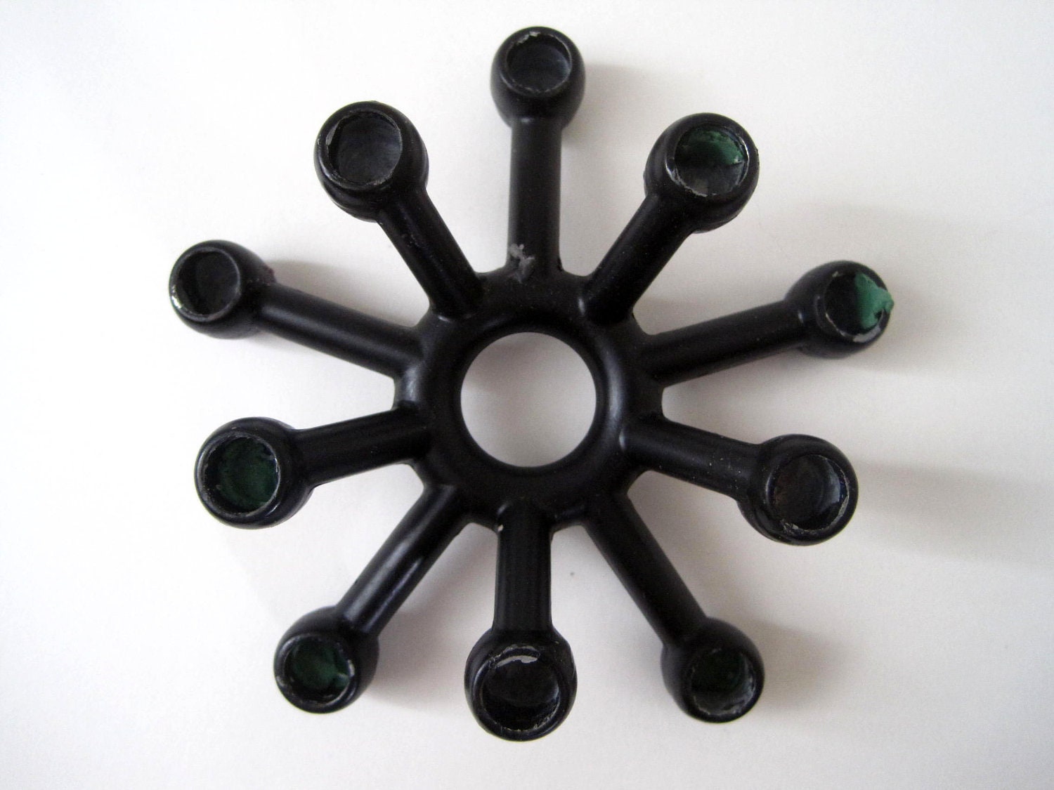 Mid Century Modern Starburst Flower Cast Iron Taper Candle Holder