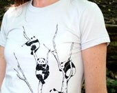 Pandas in a Tree Musical Bliss American Apparel Women's Cotton Tee in Light Silver