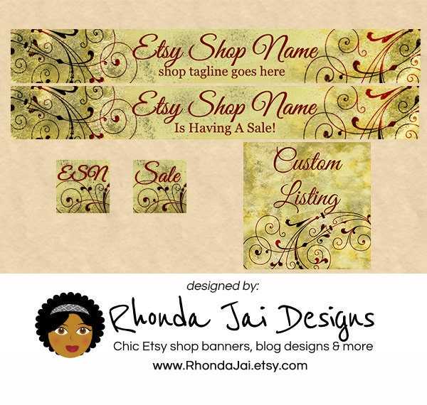 Etsy Banner Set - Vintage A5 - 5 Piece Set - PS