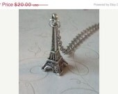 Eiffel Tower Necklace Silver / Graduation Necklace / Antiqued Silver