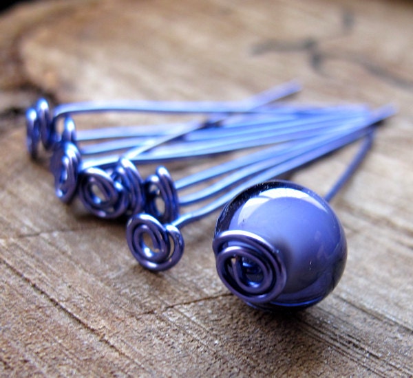 Swirl Headpins 1.5 inch Fancy Head Pins set by NadinArtGlass