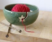 Made to order - Stoneware pottery yarn bowl with little star hook