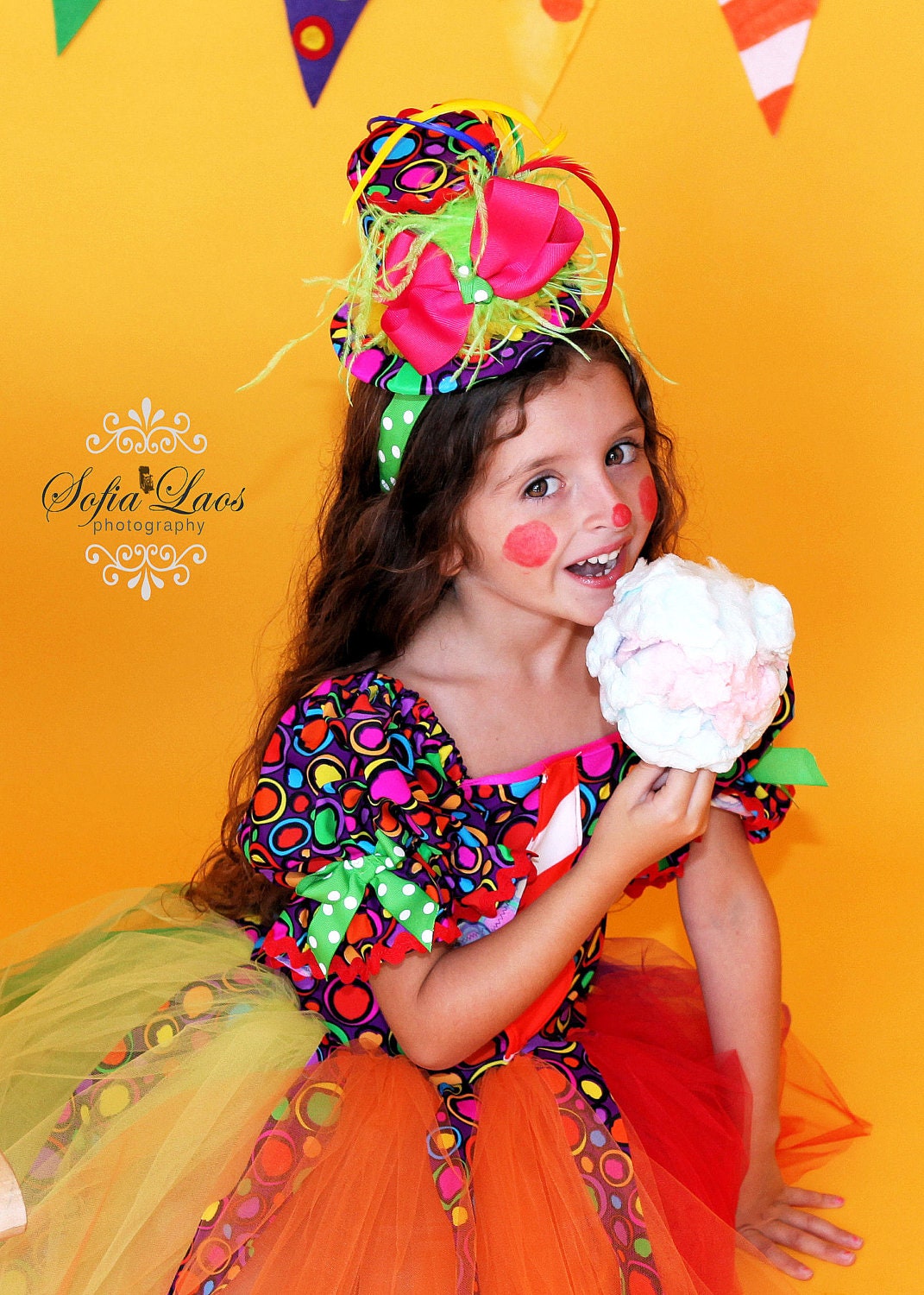 Clown Costume 4t custom boutique Halloween costume purple rainbow tutu clown dress