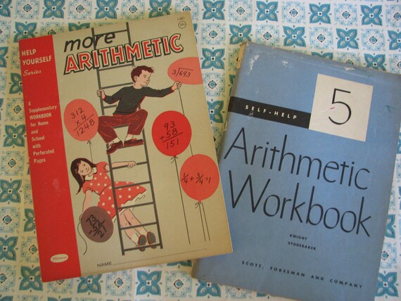 FUN Vintage 1960 school workbooks Arithmetic by dimestorechic