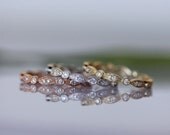 Gold Leaves Pavé Diamond Eternity Ring (size 7.25-9) - Made To Order (One Piece)