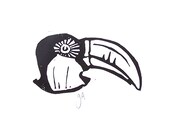 LINOCUT PRINT -  Black toucan 8x10