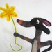 Joy of Dog with Flower Felted Soft Sculpture