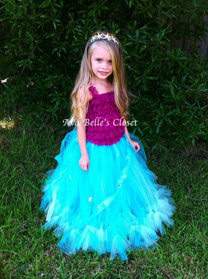 Mermaid Sea Princess Petti Tutu Romper Costume Large - 2 to 4 year