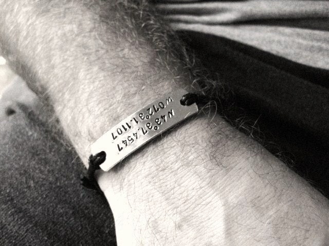 Mens Bracelet with custom coordinates, GPS Bracelet, Mens Bracelet for Husband, Boyfriend, Gift, Anniversary, MN120