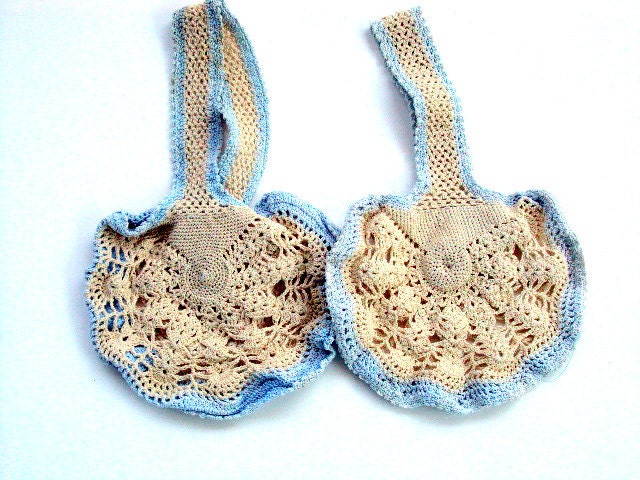 Vintage Crochet Girls Purses, Set of Two handmade, cr. 1912