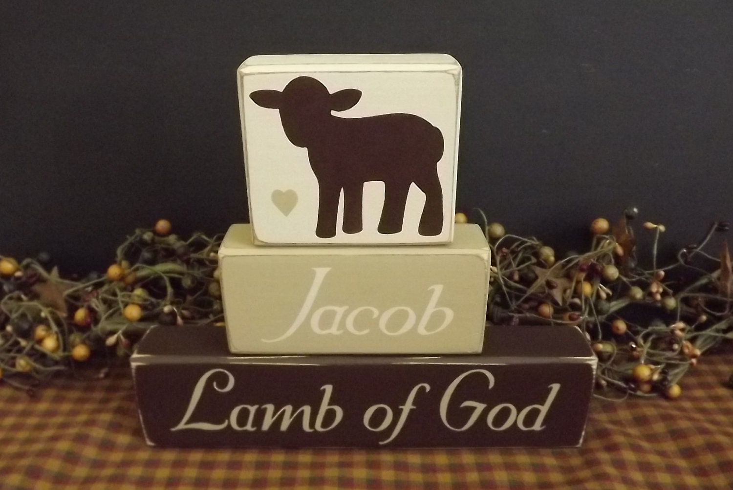 Custom Personalized Nursery Lamb Children's Name Wood Blocks