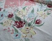 Vintage Peach Simtex Floral Table Cloth 52 X 67