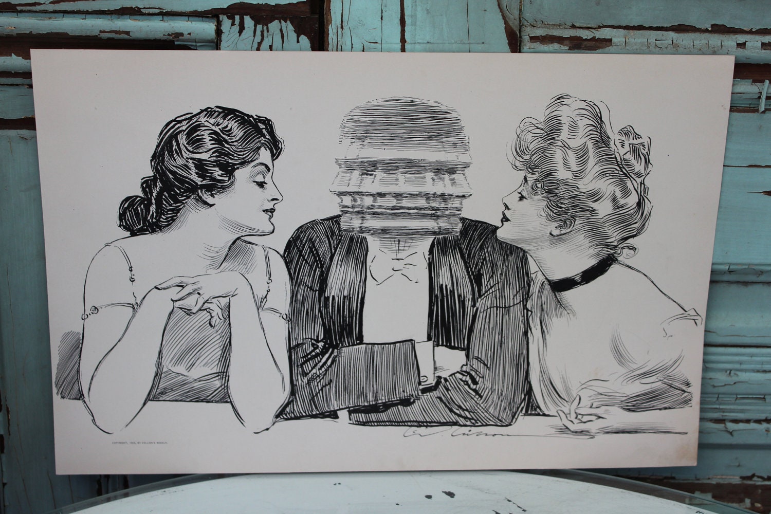 Antique Gibson Girl Print - The Weaker Sex - Charles Dana Gibson - Circa 1903
