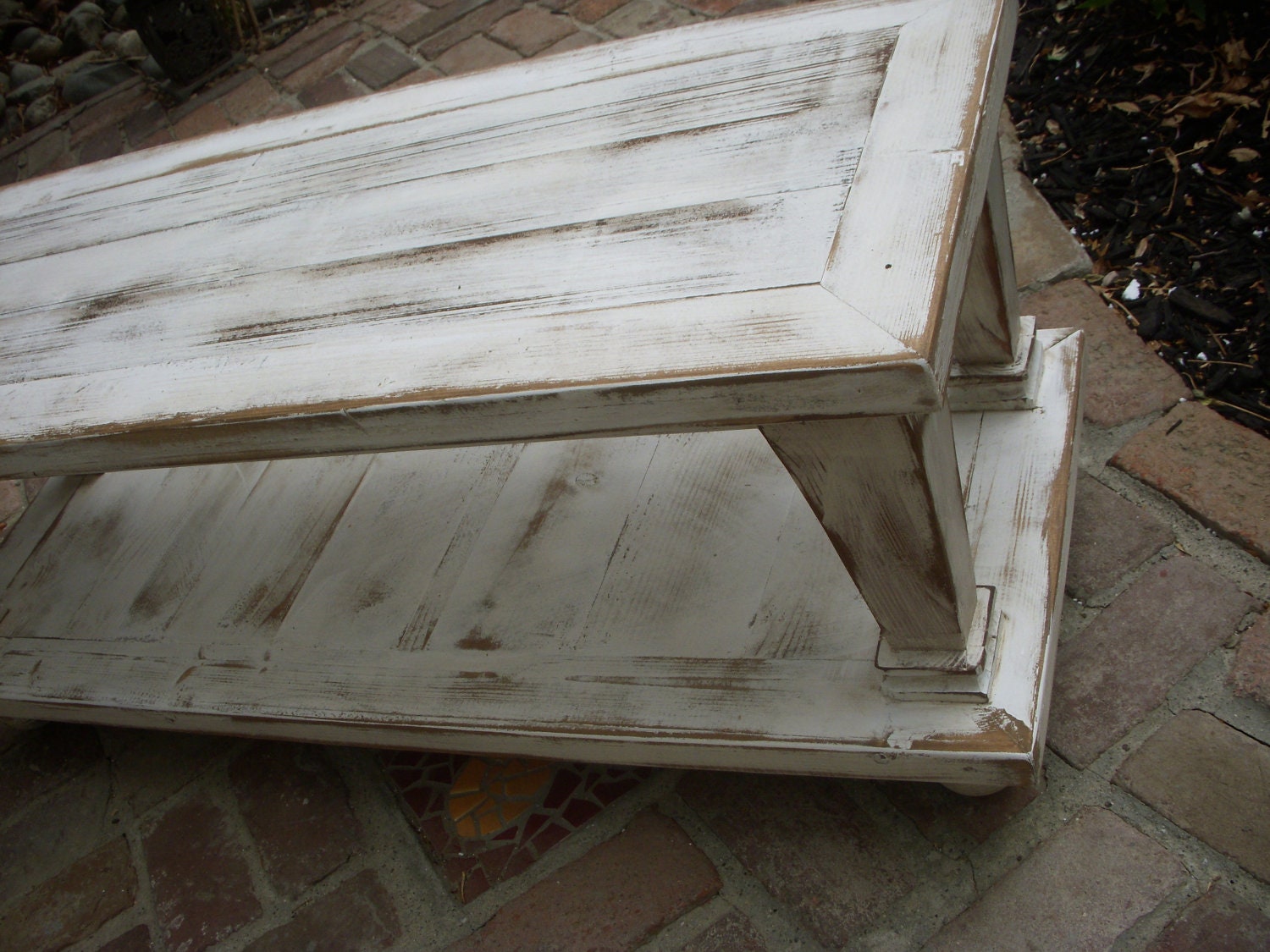 Reclaimed Wood Coffee Table - Shabby Cottage, Handmade - Country - Antique White