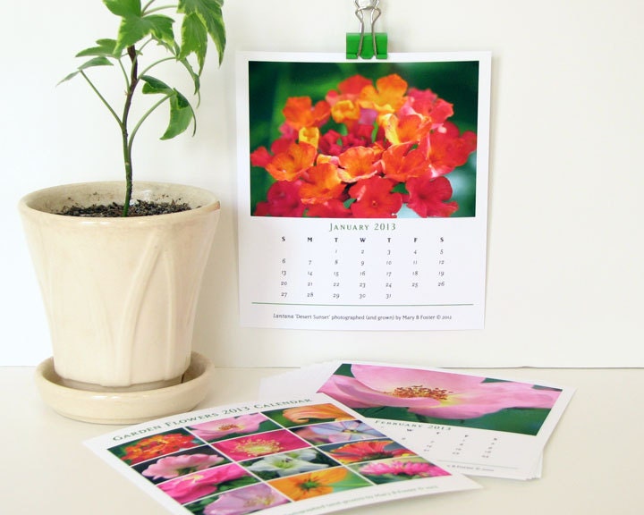 SALE 2013 Calendar Garden Flowers Photography, loose leaf calendar cd refill, macro fine art floral photo calendar, monthly wall calendar