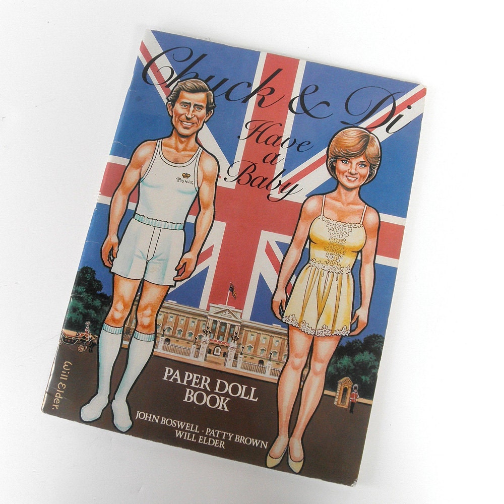 Vintage Chuck and Di Have a Baby Paper Dolls, Prince Charles, Lady Diana, Prince William, British Royal Family