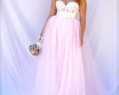 Floor Length Adult Tulle Tutu Skirt with Satin Ribbon Sash Customize Your Colors Ballet Prom Retro