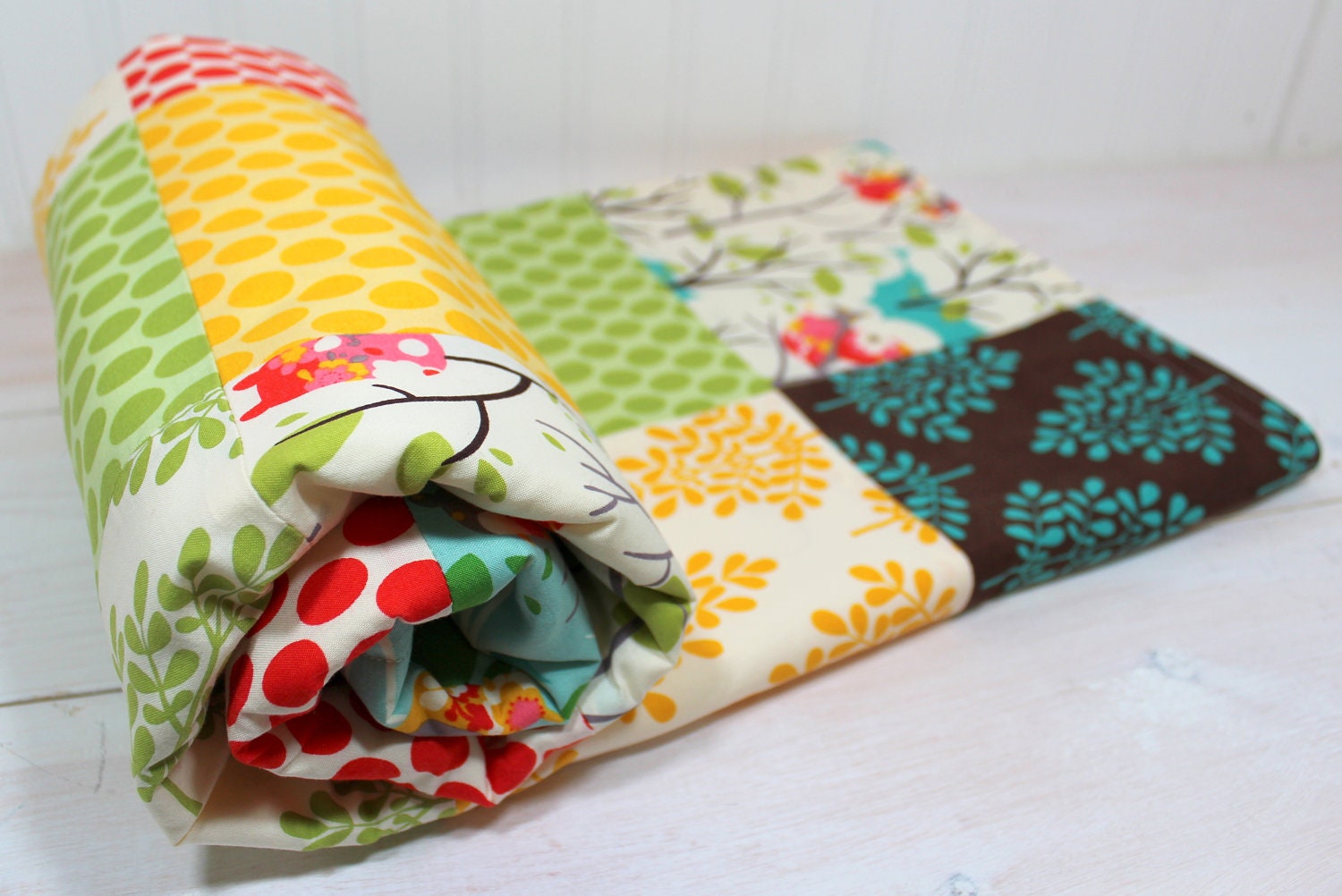 Patchwork Baby Blanket - Gender Neutral Fleece - It's a Hoot