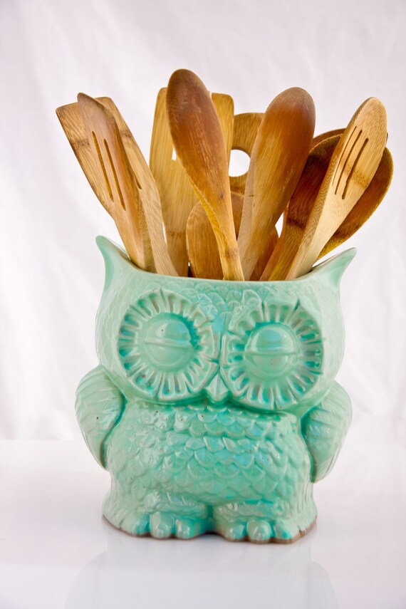 ceramic owl planter  in MINT large  vintage style home decor - made to order