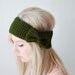crochet bow headband in dark leaf
