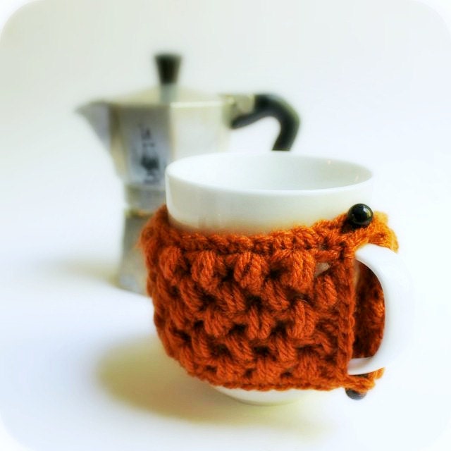 Cozy Cover Pumpkin Coffee Cozy Mug Cozy Tea Cup cosy burnt orange fall autumn crochet handmade