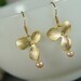 gold orchid pink pearl earrings - bridal earrings, wedding earrings, gift for women