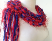 Ole Miss TEAM Crochet Scarf -  Blue and Red, Ole Miss, University of Mississippi, College Scarf