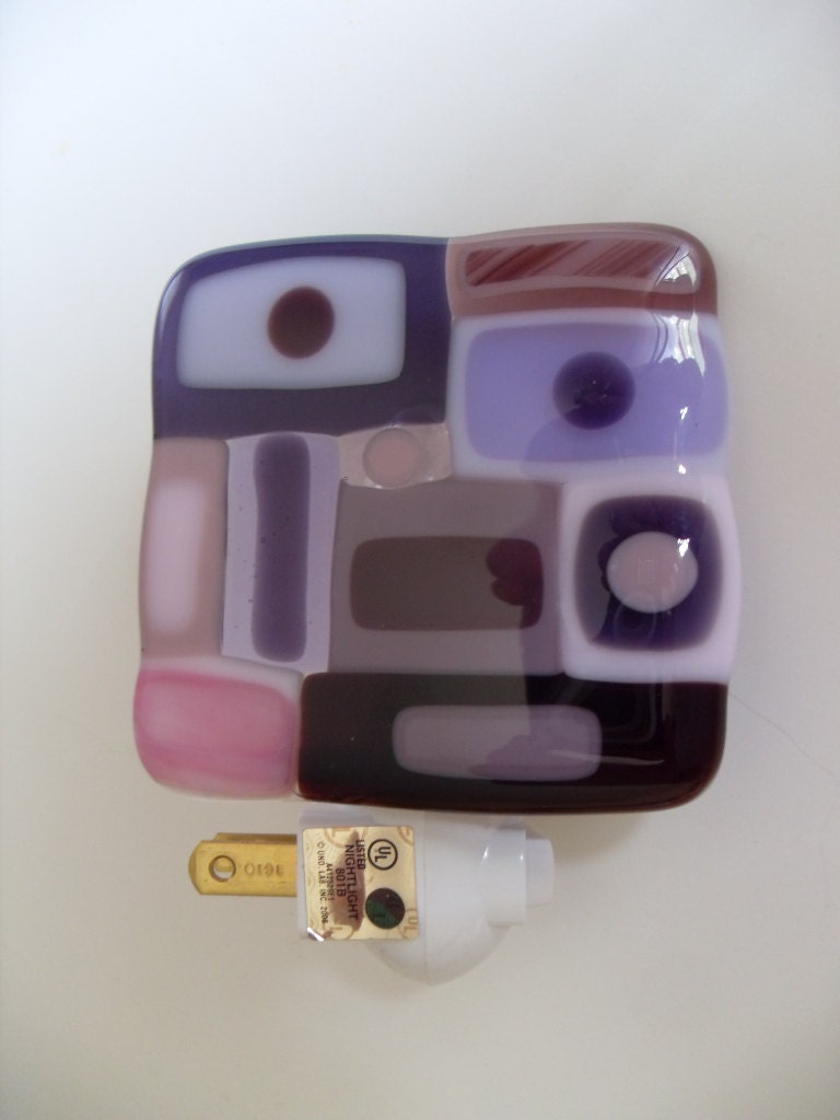 Pinks and Purples Fused glass night light